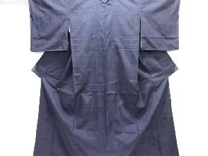 未使用品　ヱ霞に源氏車模様織出し手織り紬着物